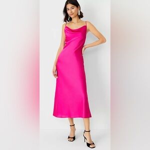Satin Scoop Neck Slip Dress